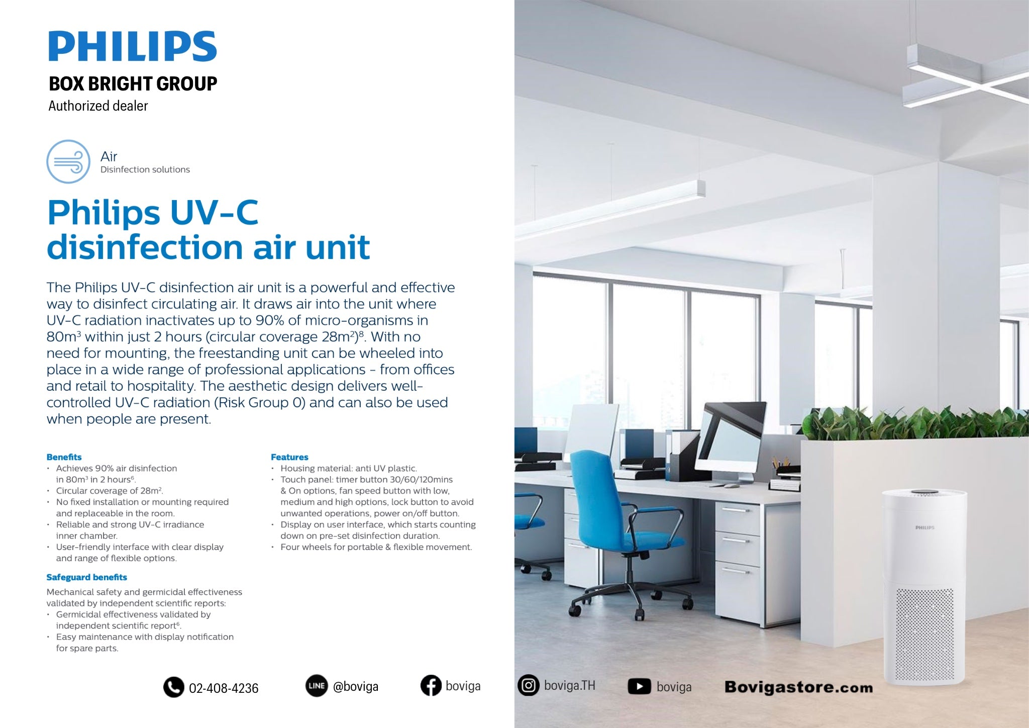Philips UV-C disinfection air unit purifier เครื่องยับยั้งเชื้อโรค ฆ่าเชื้อโรค ด้วยอากาศ