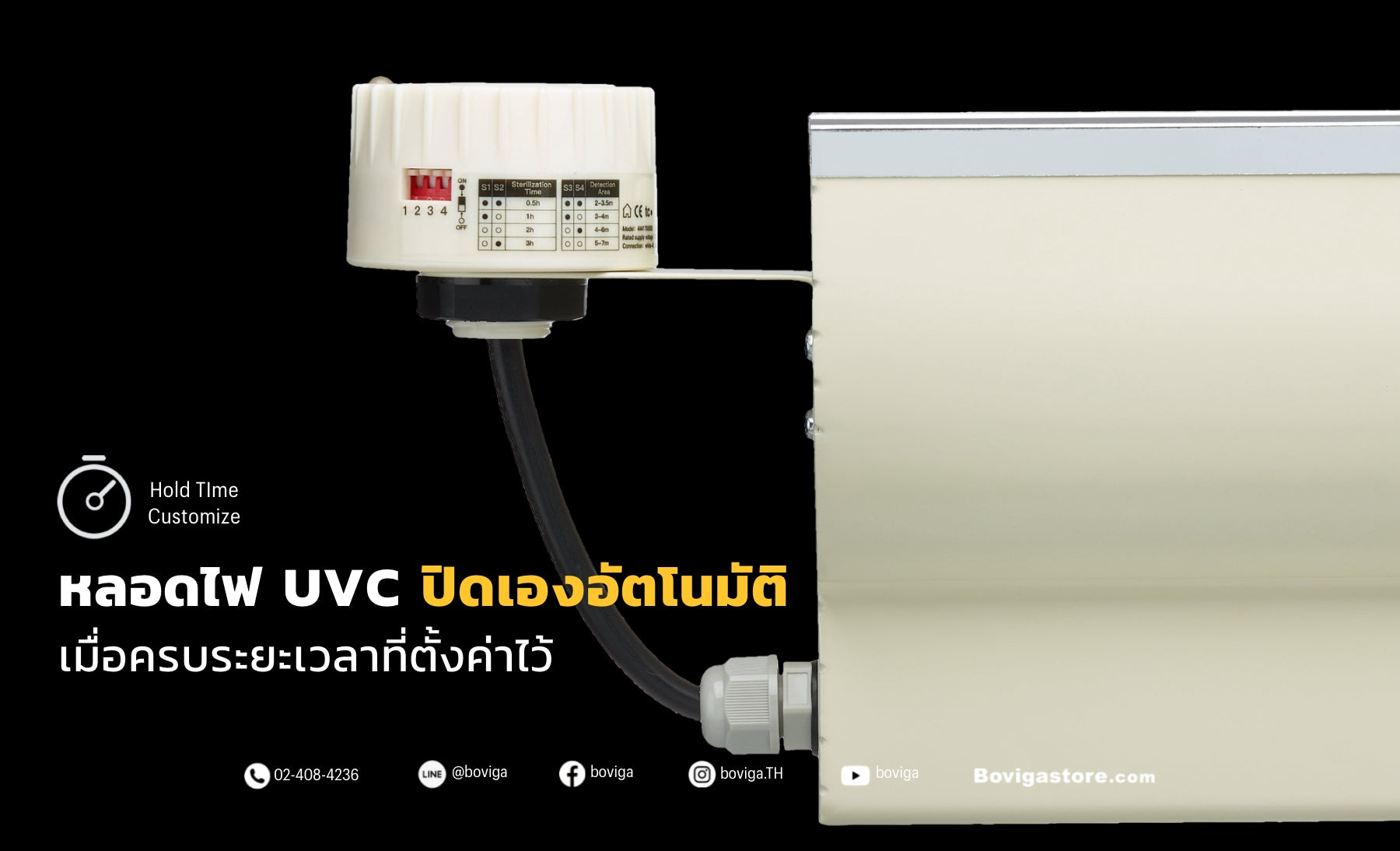 เซ็นเซอร์โคมไฟ UV-C Philips ฟิลิปส์ สามารถตั้งเวลาปิดหลอดไฟ uvc อัตโนมัติ พร้อมไฟแสดงสถานะการทำงาน