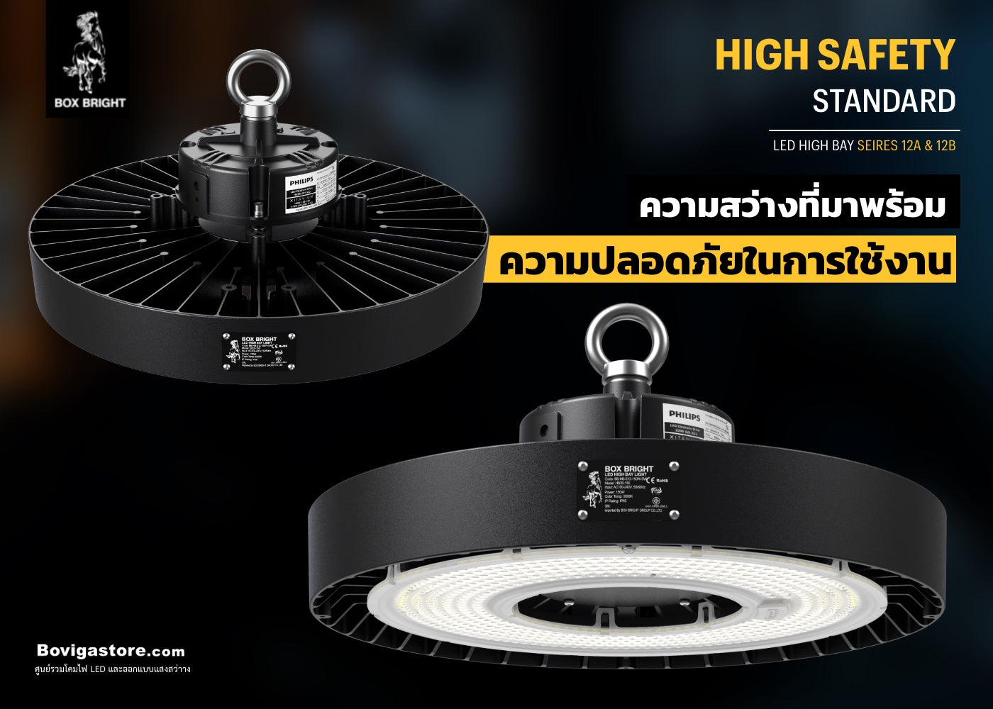 แสงสว่างที่ปลอดภัยสำหรับทุกการใช้งาน led high bay serise 12a แบรนด์ box bright