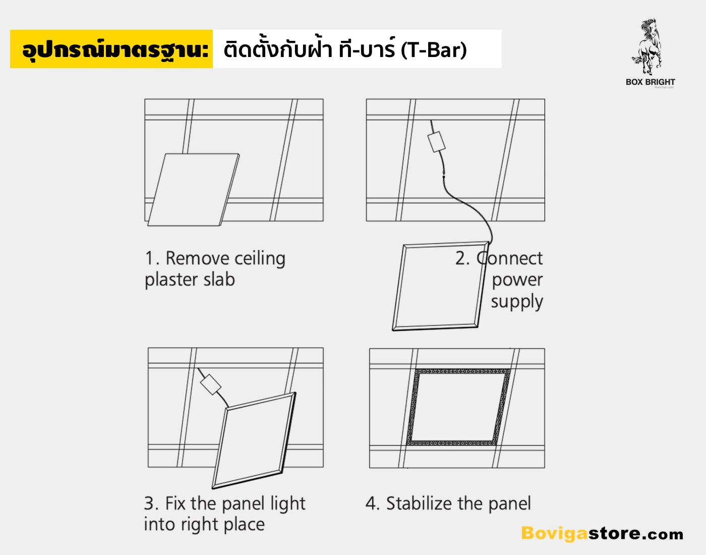 อุปกรณ์มาตรฐาน สำหรับติดตั้ง โคมไฟ led พาเนล รุ่น G6A แบรนด์ BOX BRIGHT