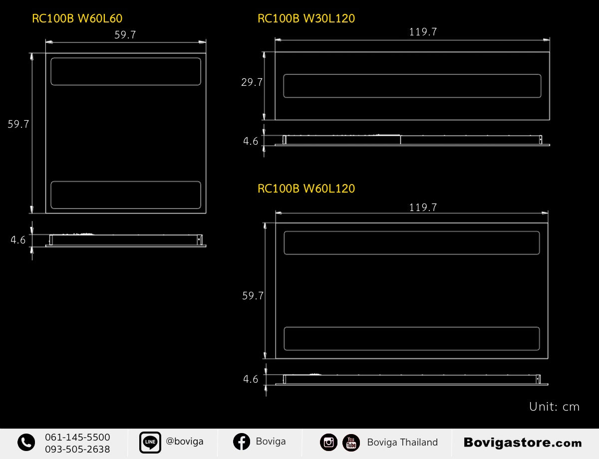 ขนาด โคมไฟติดลอย LED Panel Light รุ่น RC100C แบรนด์ Philips