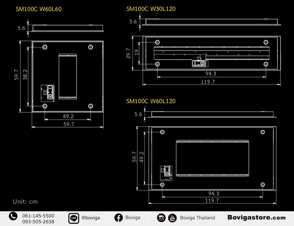 ขนาด โคมไฟติดลอย LED Panel Light รุ่น SM100C แบรนด์ Philips