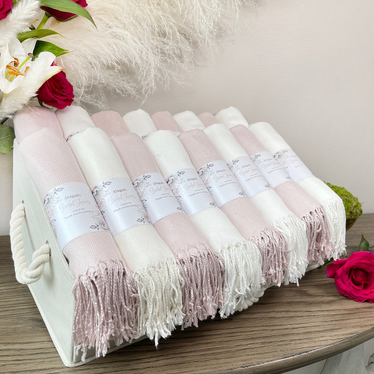 30 Ivory, Sage & Nude Organza Bag Pashmina Bundle - Wedding Favors, Br