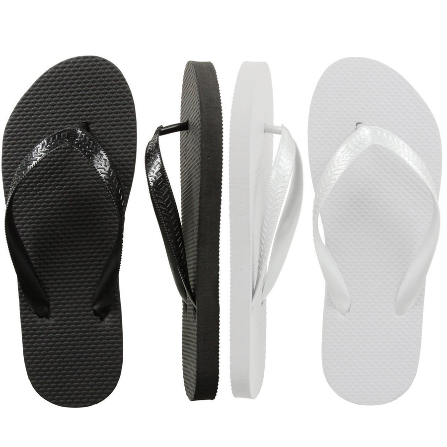 Black & White Flip Flops in Bulk, 40 pairs