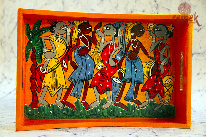 Hand-painted "Santhal Art" Tray from West Bengal – Remek