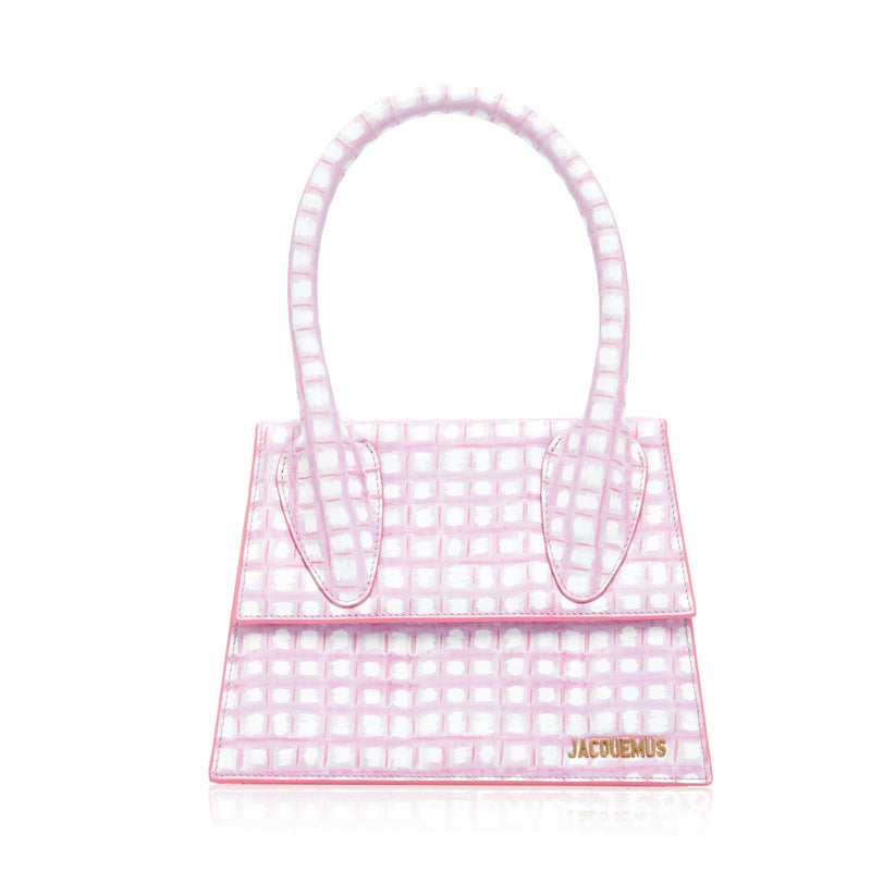 Mini handbag shoulder Le Chiquito plaid leather bag pink