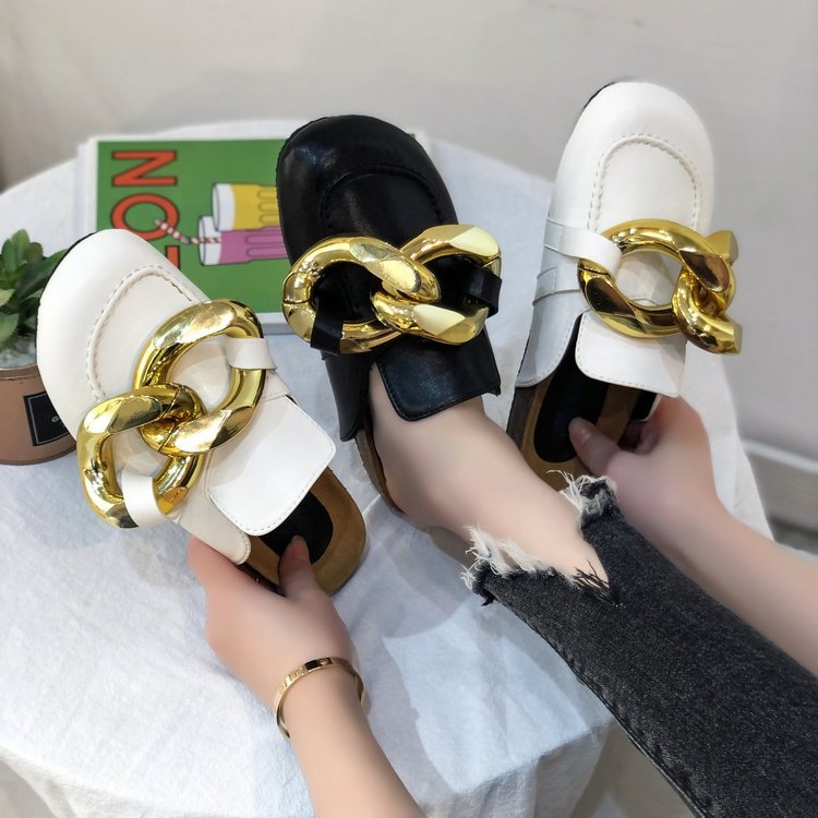 New women's shoes Baotou fashion flat half slippers large me