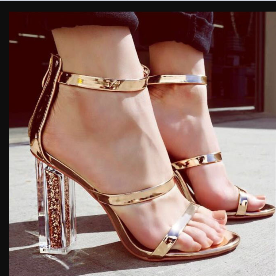 Summer hot style hot sell joker thick heel peep-toe round head sandals