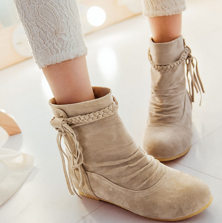 New winter hot sell joker fringe scrub ankle boots