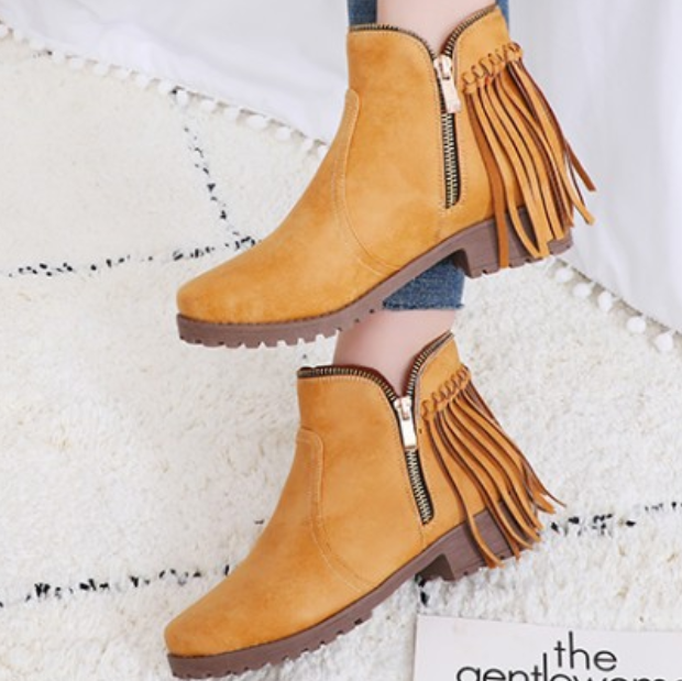 The new hot seller is frosted fringed cotton flat Martin boots   shoes