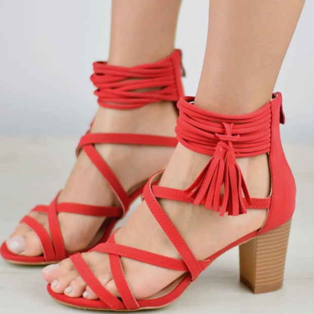 The new popular suede peep-toe sandals shoes