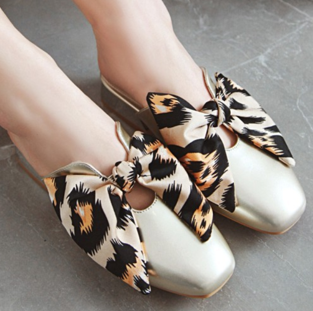 New style foot bowknot square head slippers for women shoes