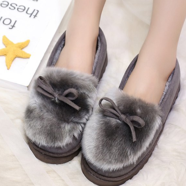 New style bowknot shallow tassel and fleece warm beanie shoes