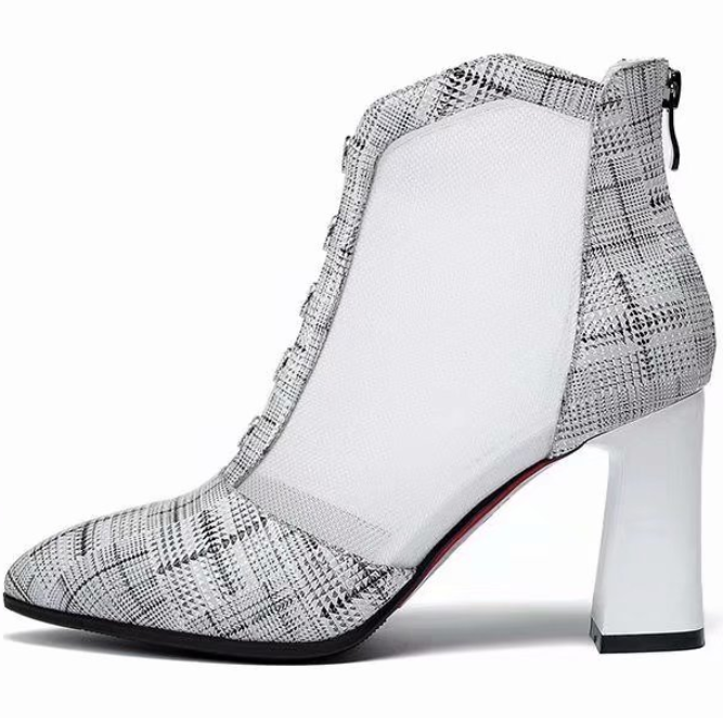 New mesh breathable all-inclusive bag head thick heel sexy boots shoes