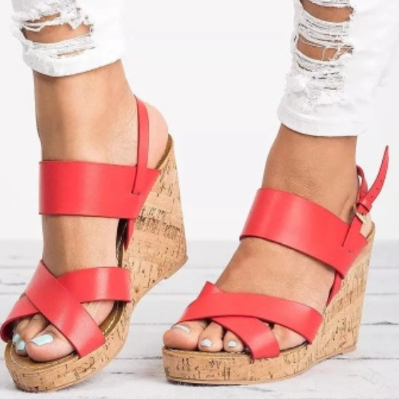 Hot style is selling wedge high - heeled fish mouth sandals  sho