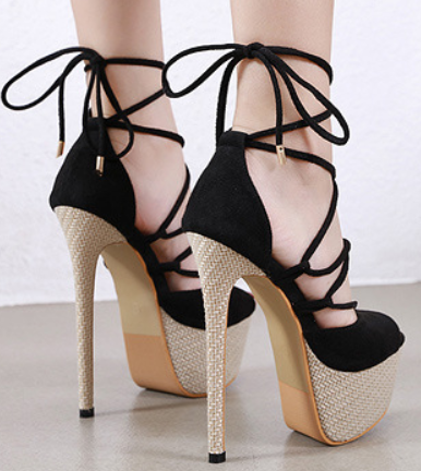 New Roman cross strap strap super high heel fish mouth sandals shoes