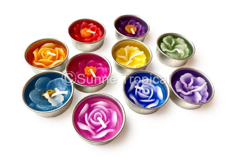 Assort Surprise Pack Flowers Set of 10 Tealight Candles (Multi-Color)