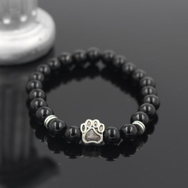 Image of Mala Bead Yoga Bracelet With Paw Print