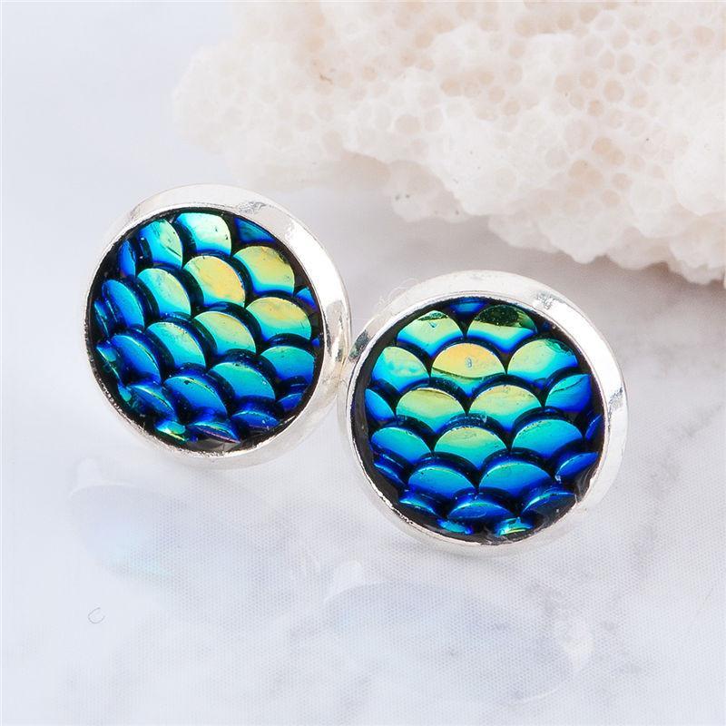 Image of Mermaid Fish Scale Retro Stud Earrings