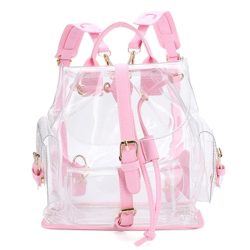 Kawaii Clear Backpack | Pink Green Harajuku Jelly Bag – Rebel Style Shop