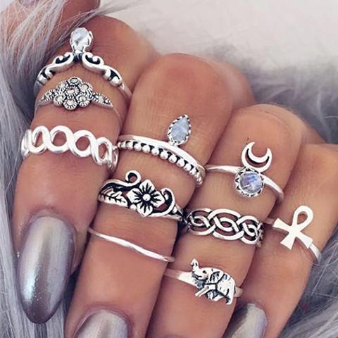 Vintage Boho 10-piece Ring Set – Rebel Style Shop