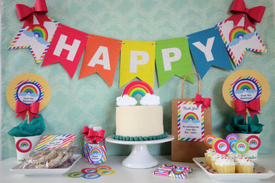 Rainbow Colors Happy Birthday Banner Rainbow Party Printed On Tree F Tessa Bunny S - roblox rainbow banana