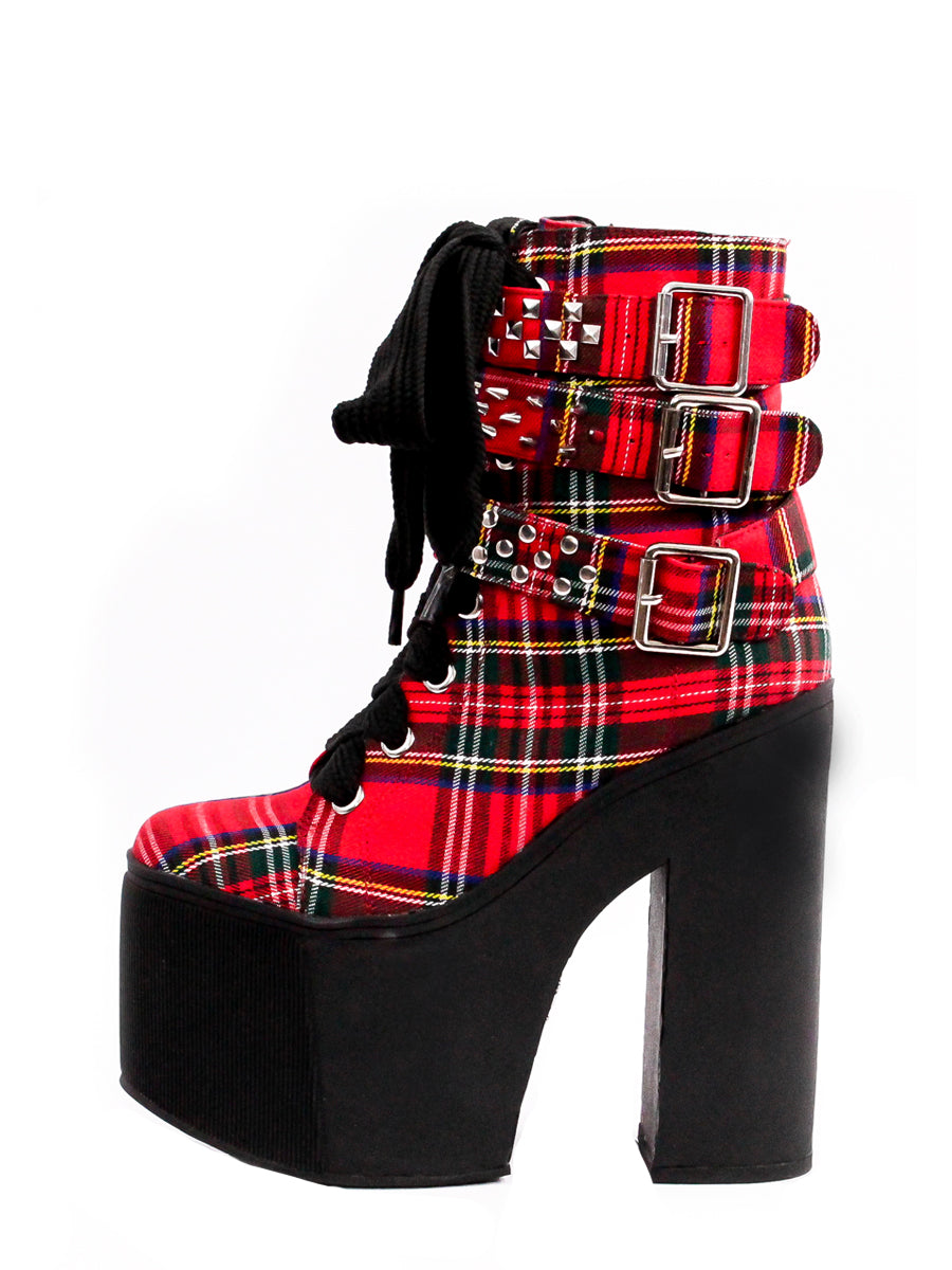 plaid platform boots