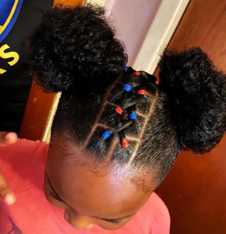 Space Buns with Rubber Band details