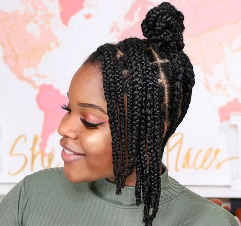 Influencer Briana Lynee Wearing Braided Updo Protective Style