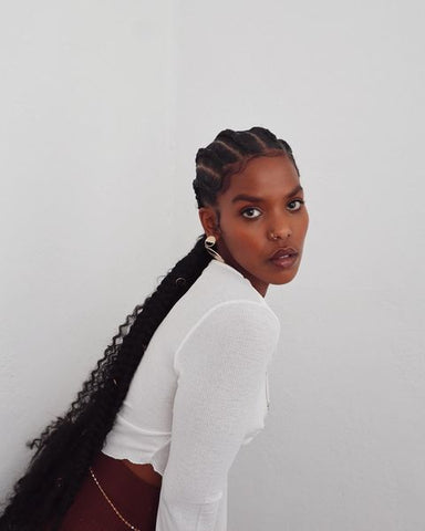 Influencer Rahel Wearing Cornrows With Curly Ends