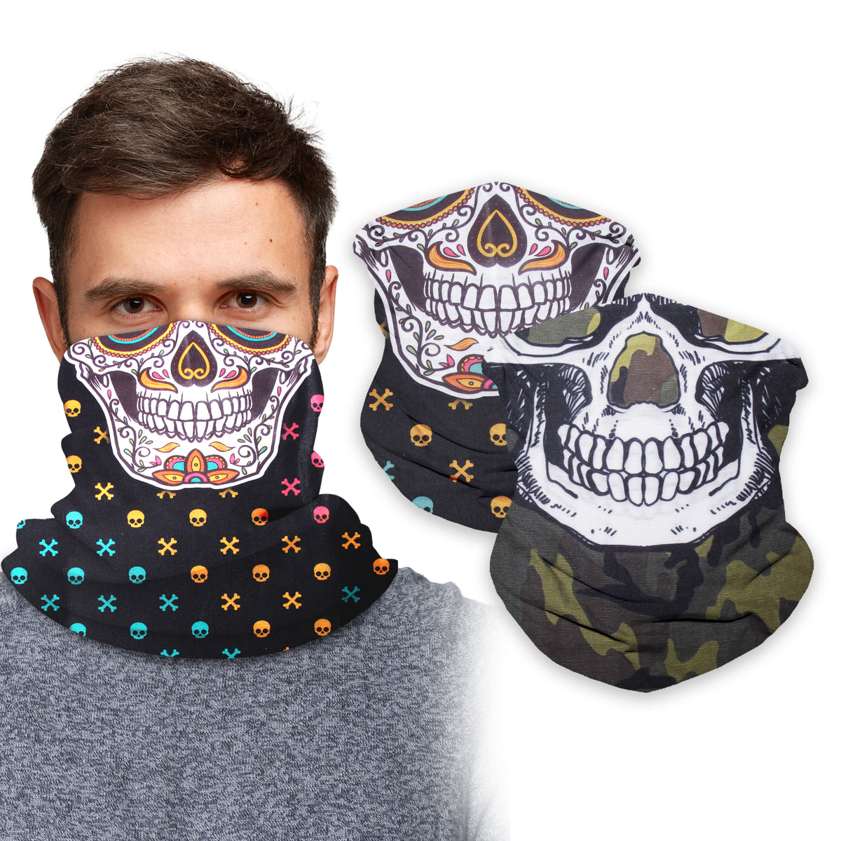 Tan Neck Gaiter Face Mask Bandana (2 Pack) - Neck Gators Face Covering