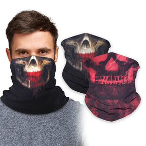 Halloween Neck Gaiter Face Mask Bandana (2 Pack) - Neck Gators Face Coverings for Men & Women I Neck Gator Masks