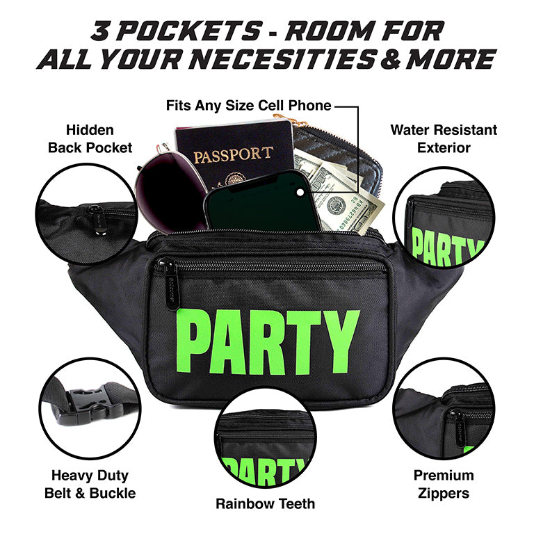 Black Neon Party Fanny Pack | SoJourner Bags