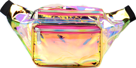 pink iridescent fanny pack