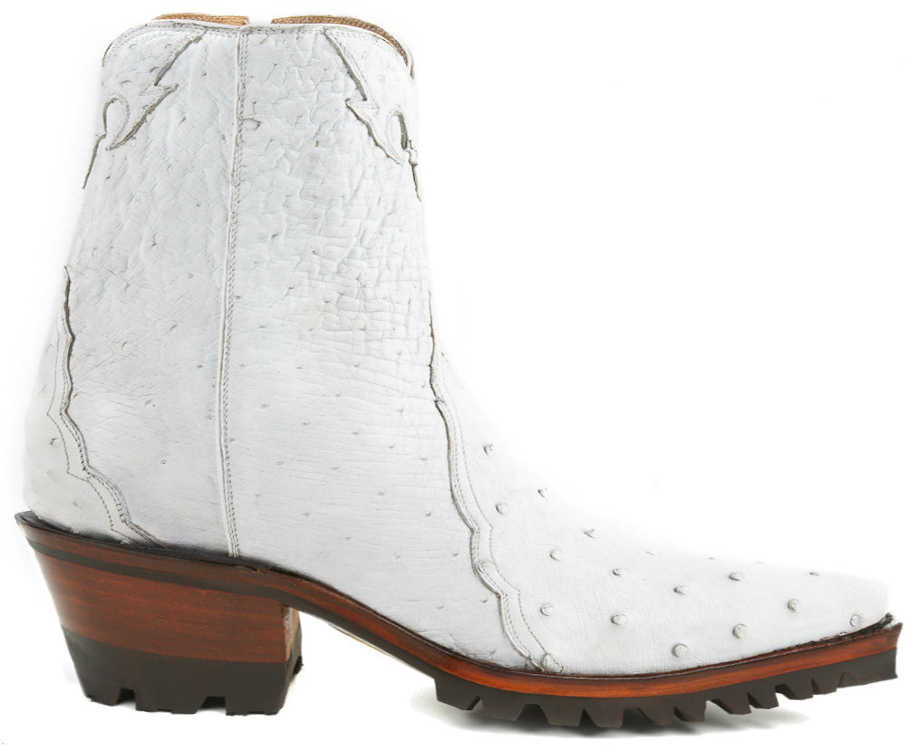 white ostrich skin boots