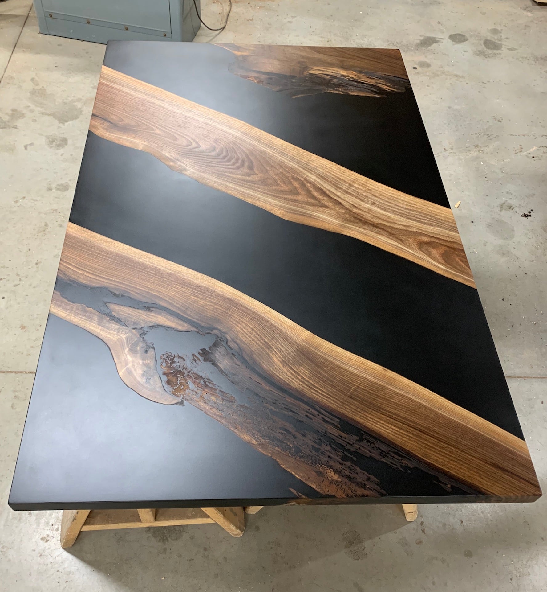 Walnut Jet Black Epoxy Table 61" x 38.5" Canadian Woodworks