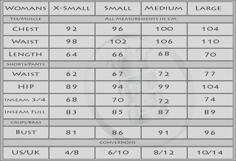 womans Size guide