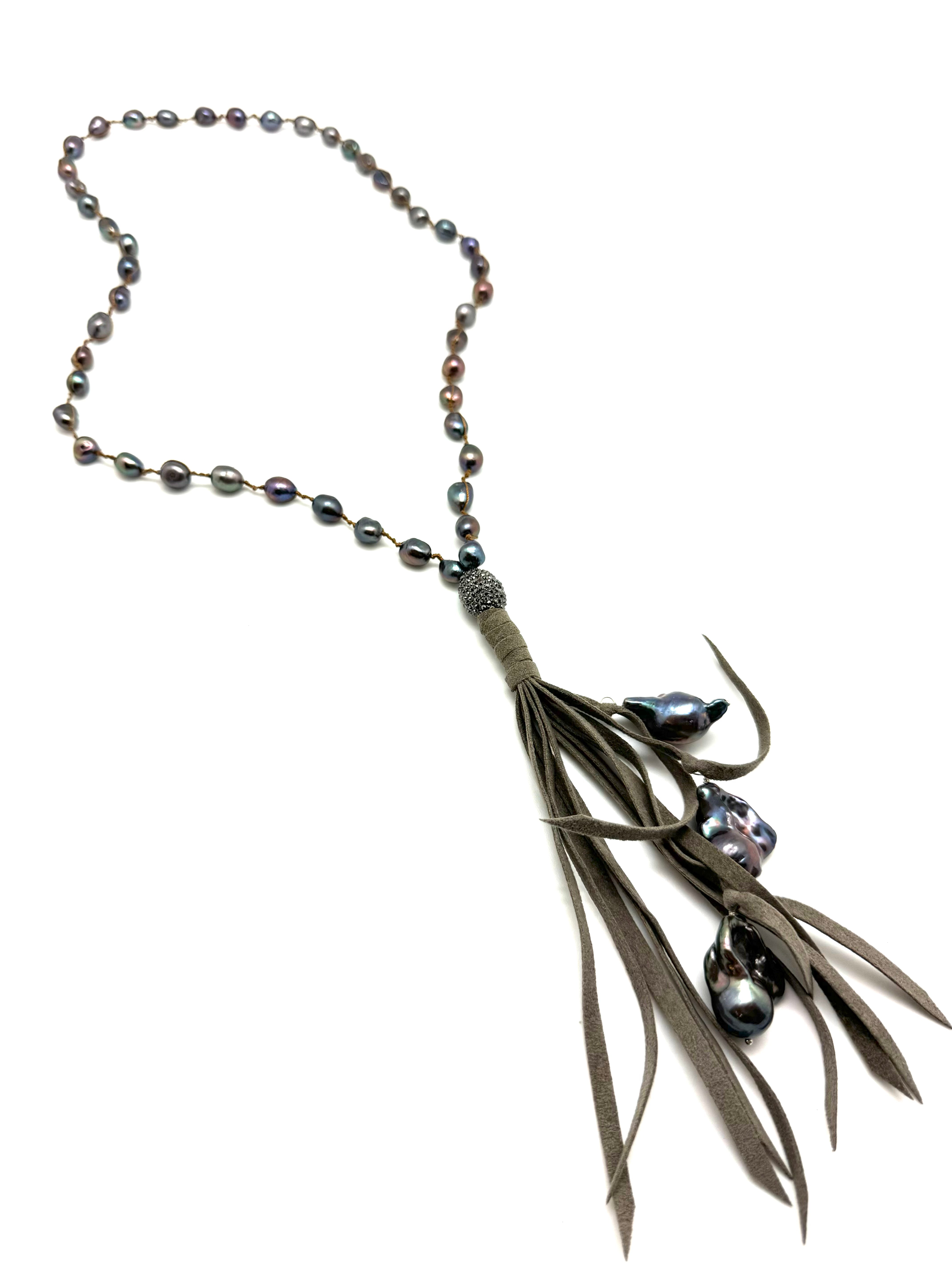 Ella Necklace - peacock pearl/taupe