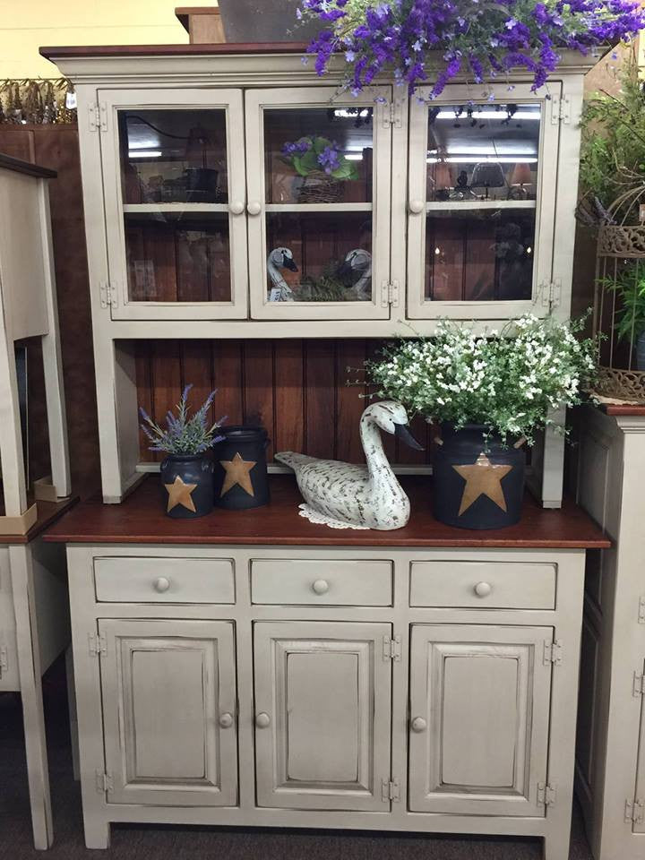 Antique White Kitchen Hutch With Michael S Cherry Top Kc Country