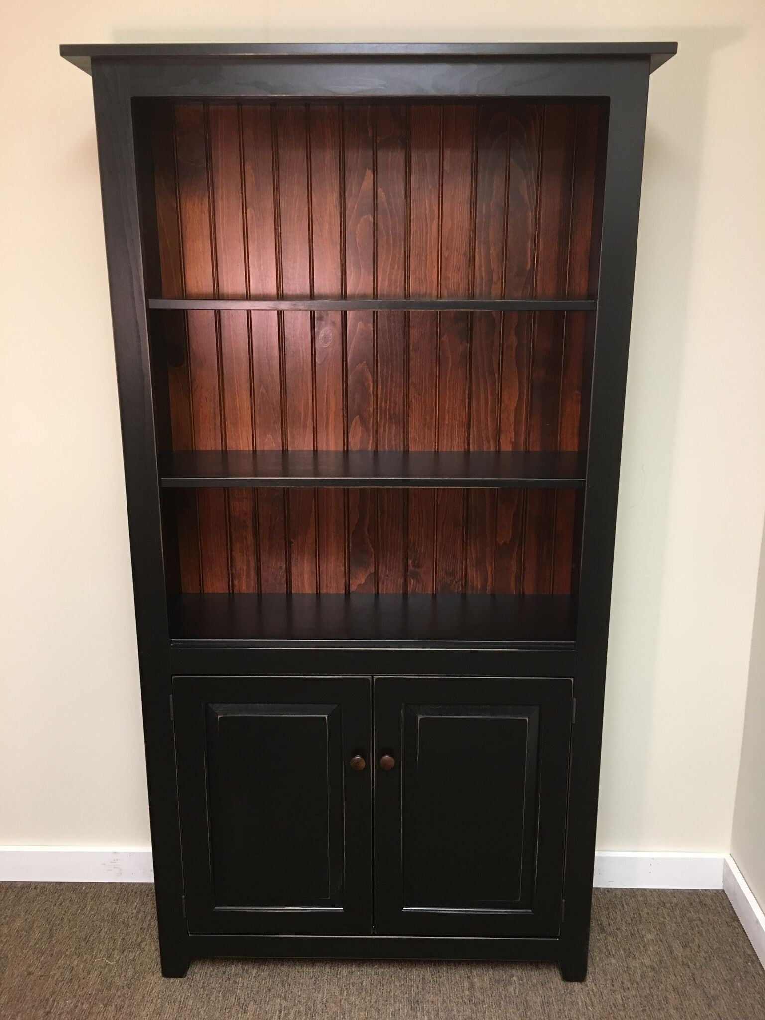 Black With Michael S Cherry Bookcase With Doors Kc Country Home