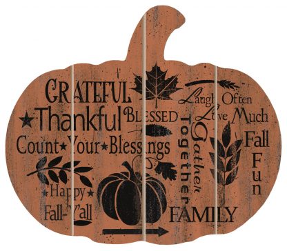 Fall Sentiments Pumpkin Shaped Pallet Art Kc Country Home Accents