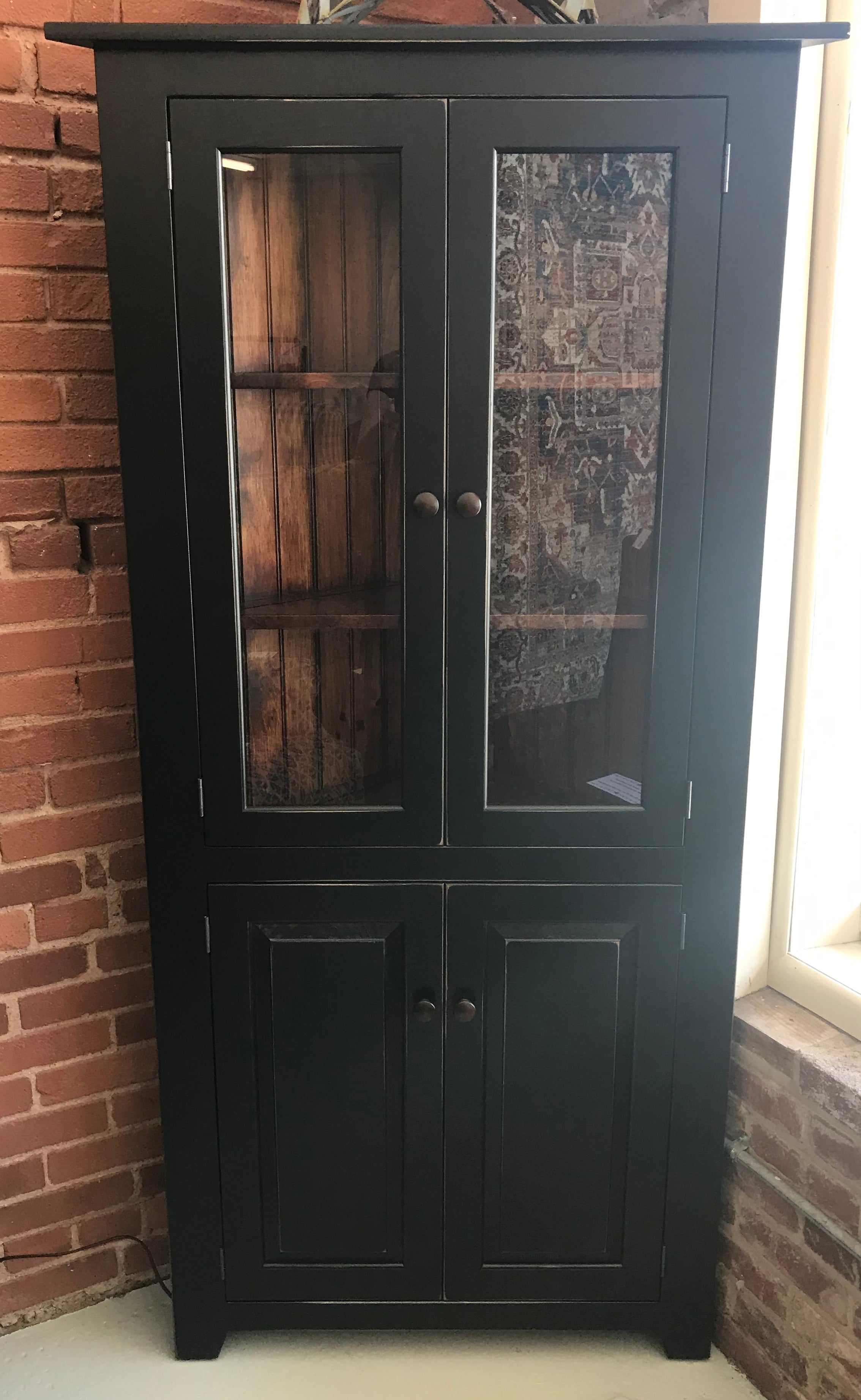 Black With Michael S Cherry Corner Cabinet Glass Doors Kc