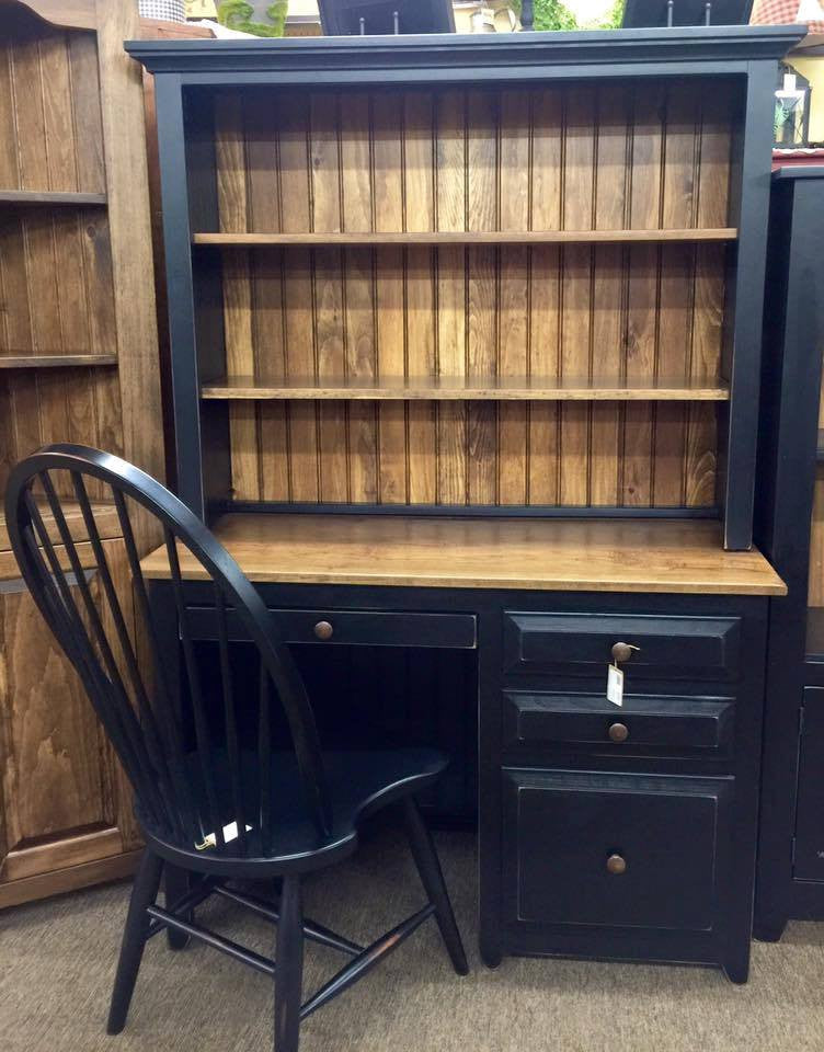 Black With Special Walnut Desk And Hutch Kc Country Home Accents