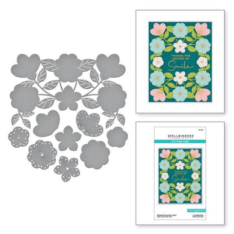 Stylish Ovals Collection - Stitched Floral Flip Frame Dies