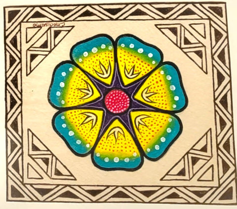 Ayahuasca flower painting done by artist Clever from Padre Cocha