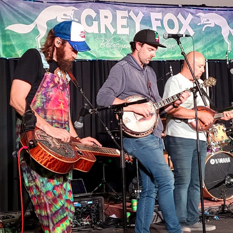 Band playing in Dance Tent at the Grey Fox Bluegrass Festival 2022