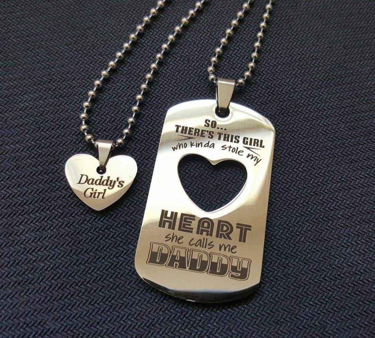 daddy's girl dog tag heart pendant