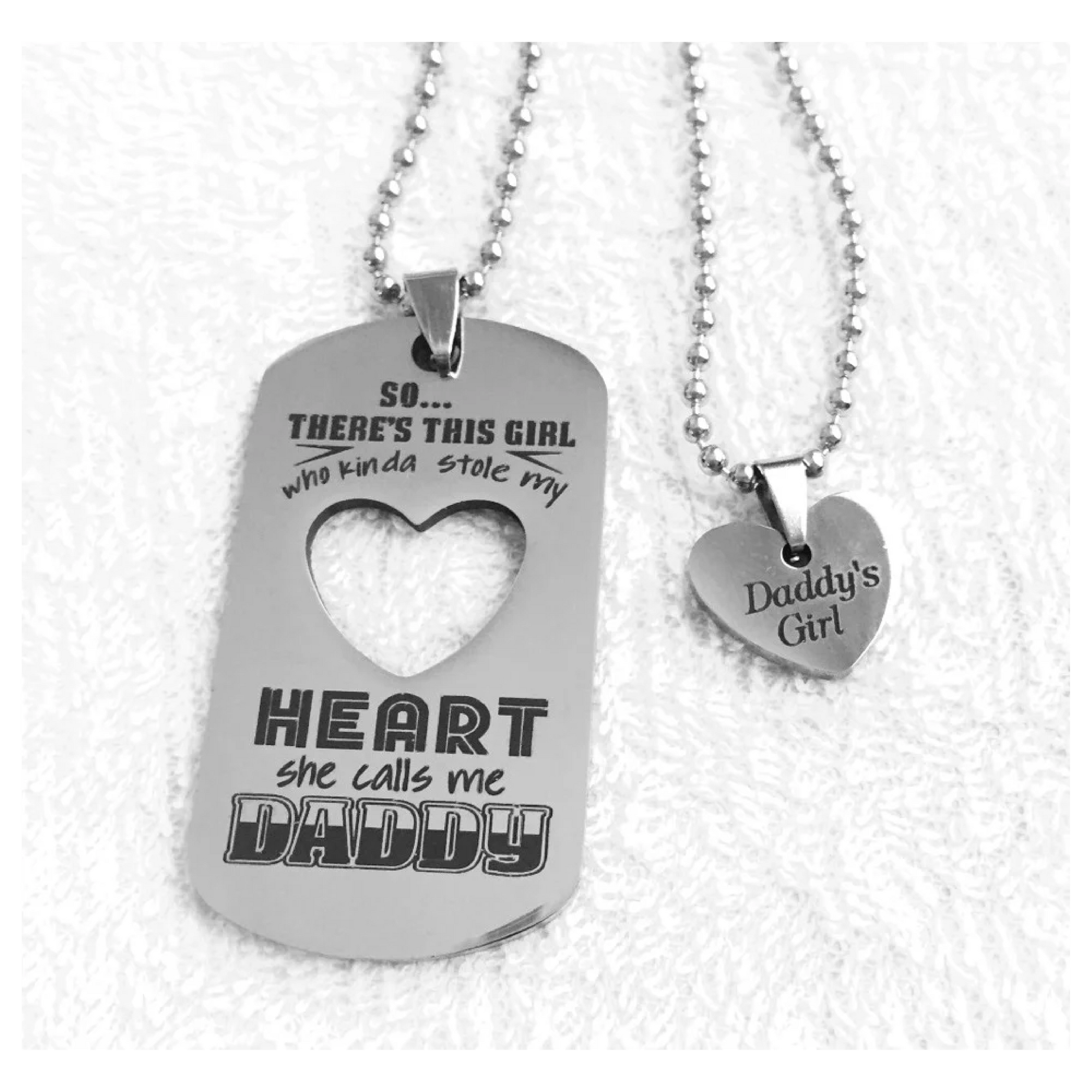 daddy's girl dog tag heart pendant