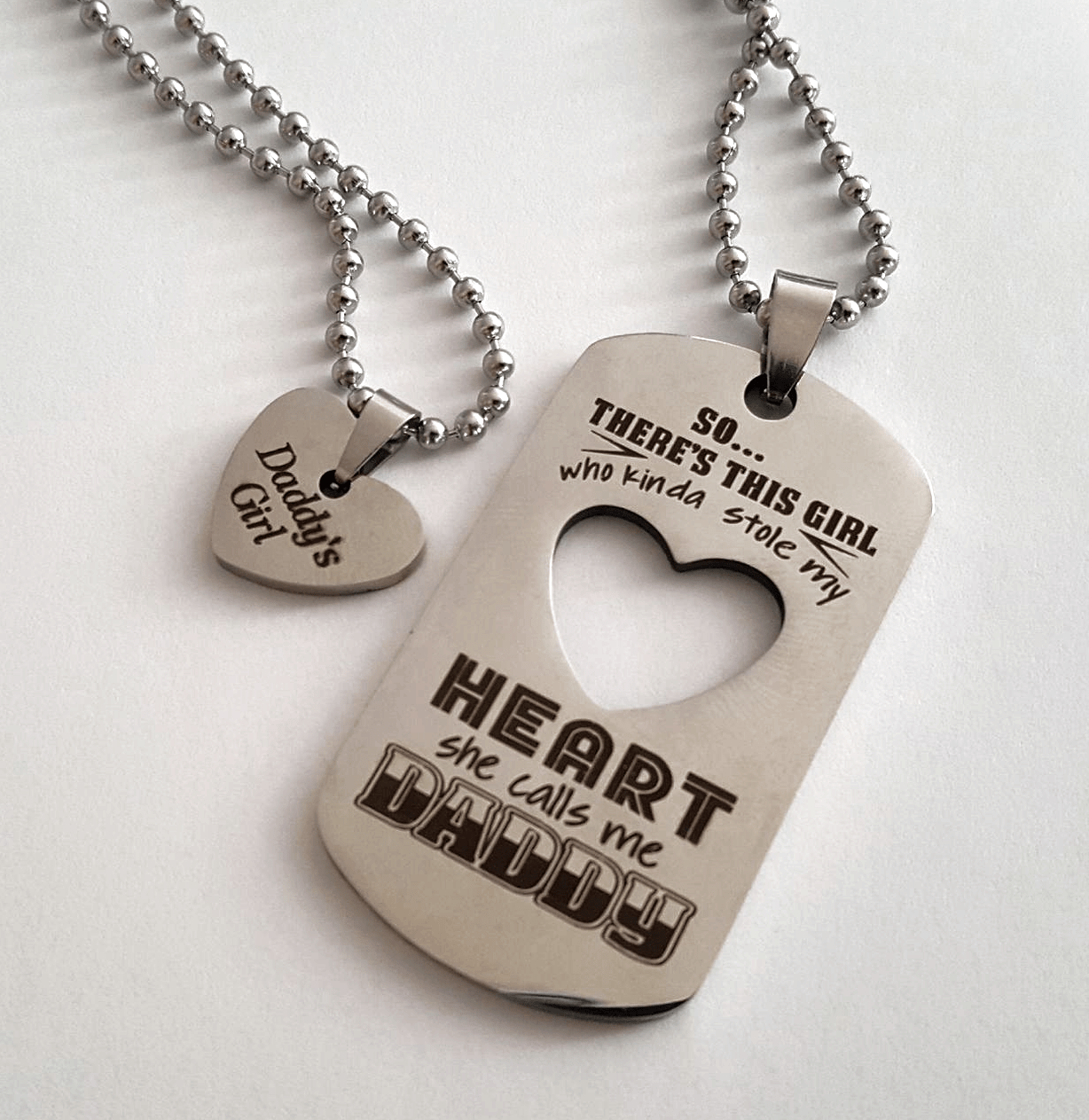 daddy's girl dog tag heart pendant