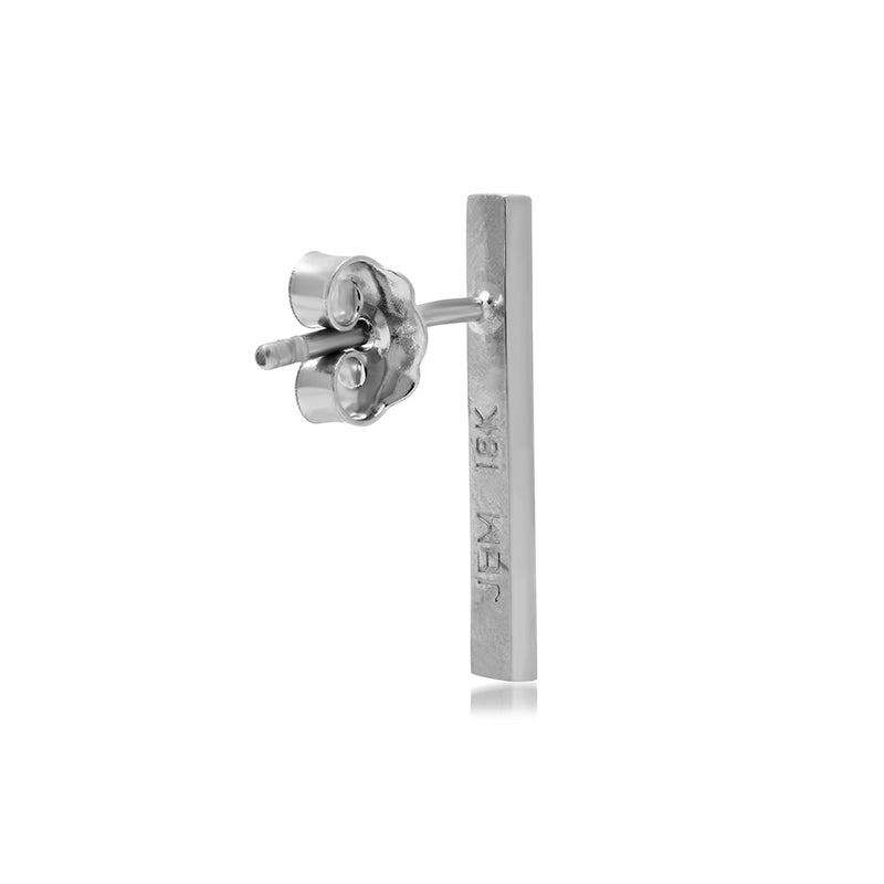 White Gold Diamond Long Bar Studs